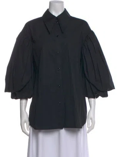 Pre-owned Simone Rocha Three-quarter Sleeve Button-up Top In Black