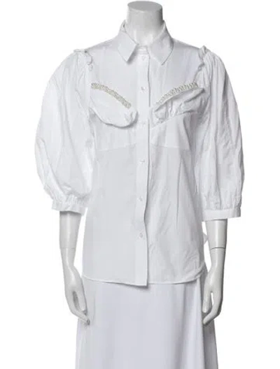 Pre-owned Simone Rocha Three-quarter Sleeve Button-up Top In Blue