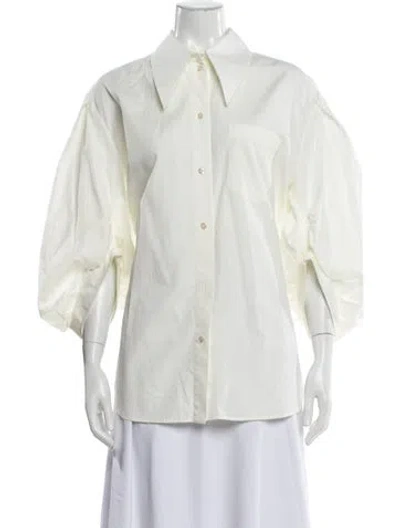 Pre-owned Simone Rocha Three-quarter Sleeve Button-up Top In Neutral