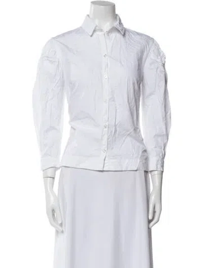 Pre-owned Simone Rocha Three-quarter Sleeve Button-up Top In White