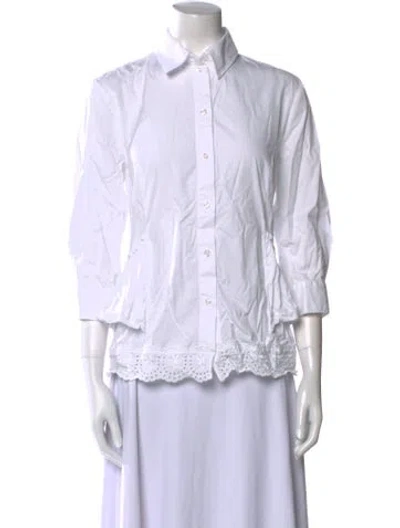 Pre-owned Simone Rocha Three-quarter Sleeve Button-up Top In White