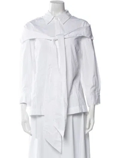 Pre-owned Simone Rocha Three-quarter Sleeve Button-up Top In White
