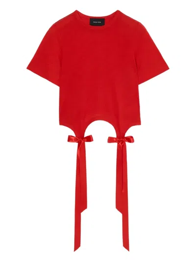 Simone Rocha Easy Bow-detail Short-sleeve T-shirt In Red