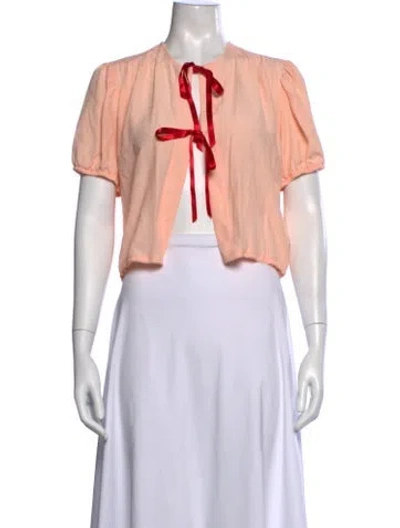 Pre-owned Simone Rocha Tie Neck Short Sleeve Blouse In Pink