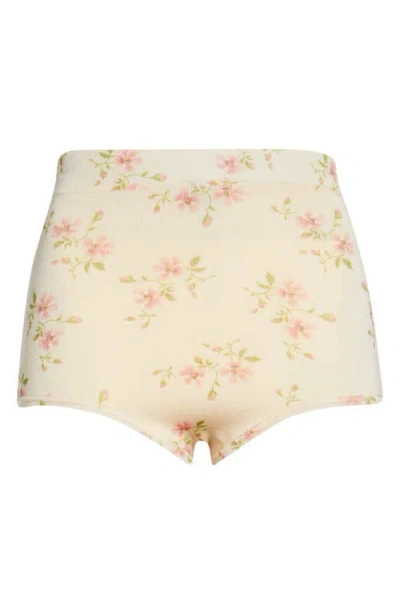 Simone Rocha Tiny Flowers Knit Micro Shorts In Pink