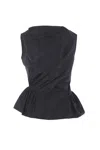Simone Rocha Draped Bind Peplum Top In Black