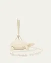 Simone Rocha Tortoise-shaped Crossbody Bag With Pearl Chain Strap In Metallic