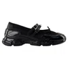 Simone Rocha Crystal Buckle Tracker Leather-trimmed Shoes In Black