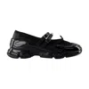 Simone Rocha Crystal Buckle Tracker Leather-trimmed Shoes In Black