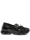 Simone Rocha Crystal Buckle Tracker Leather-trimmed Shoes In Black