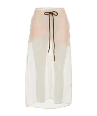 Simone Rocha Transparent Midi Skirt In Neutral