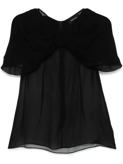 Simone Rocha Transparente Bluse Mit Schleifendetail In Schwarz