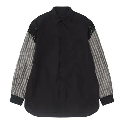 Simone Rocha Trapped Lace Patchwork Easy Shirt In Black