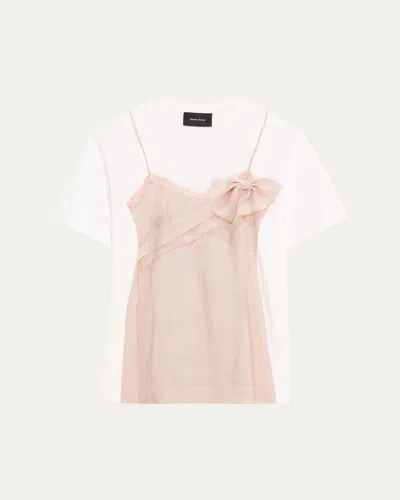Simone Rocha Trompe L'oeil Bow Slip Dress Print T-shirt In Multi