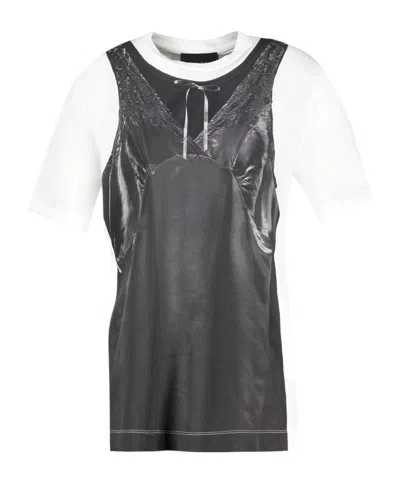 Simone Rocha Trompe Loeil Patchwork T-shirt In Gray