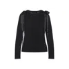 Simone Rocha Womens Black Bow-ribbon Long-sleeves Woven T-shirt In Blue