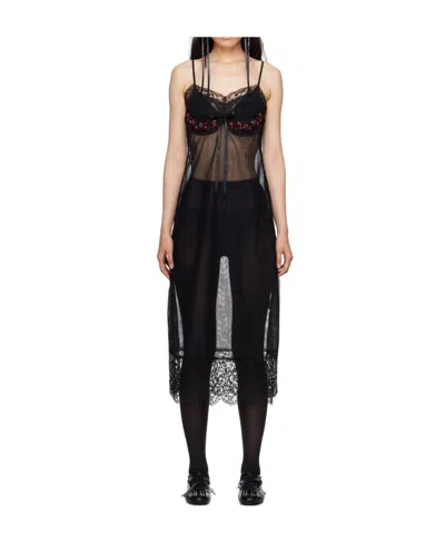 Simone Rocha Tulle Halter Dress In Black