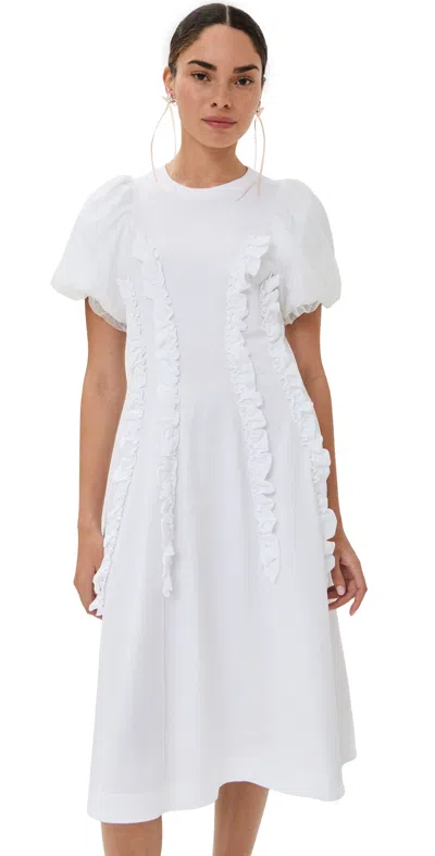Simone Rocha Tulle Overlay Multi Ruffle Frill Dress White