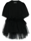 Simone Rocha Black Tulle Overlay Puff Sleeve Tutu Hem T-shirt In Black