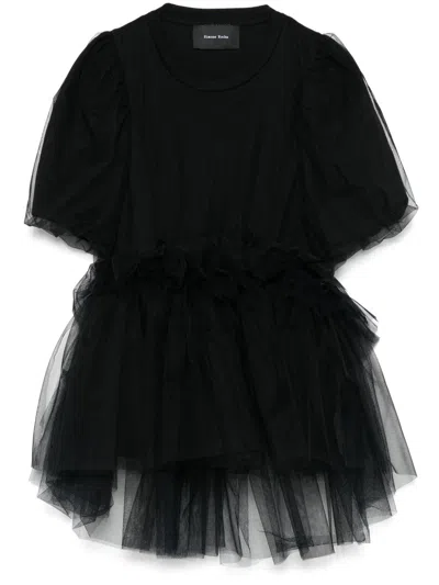 SIMONE ROCHA TULLE OVERLAY PUFF SLEEVE T-SHIRT