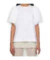 Simone Rocha White Tulle Overlay Puff Sleeve Frill T-shirt In Pattern