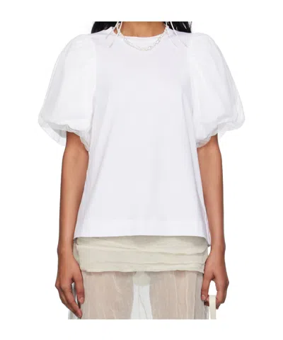 SIMONE ROCHA TULLE-OVERLAY PUFF SLEEVE T-SHIRT