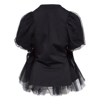 Simone Rocha Tulle Overlay Puff Sleeve Tutu Hem T-shirt In Black