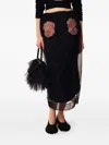 Simone Rocha Tulle-panelled Flower-embellished Maxi Skirt