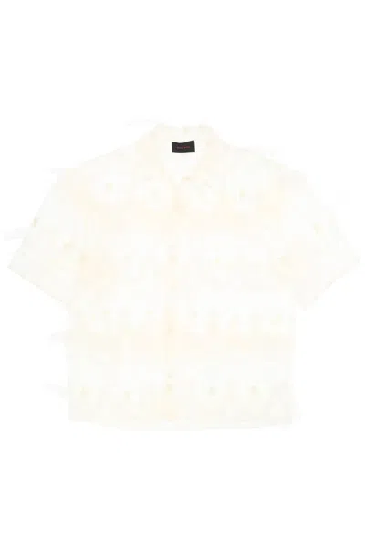 Simone Rocha "tulle Shirt With Embroidered Details" Men In White