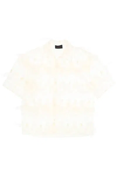 Simone Rocha "tulle Shirt With Embroidered Details" Men In White