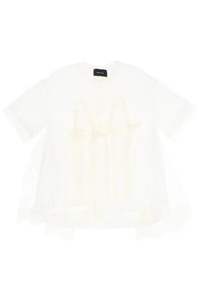 Simone Rocha Tulle Top With Lace And Bows In Bianco