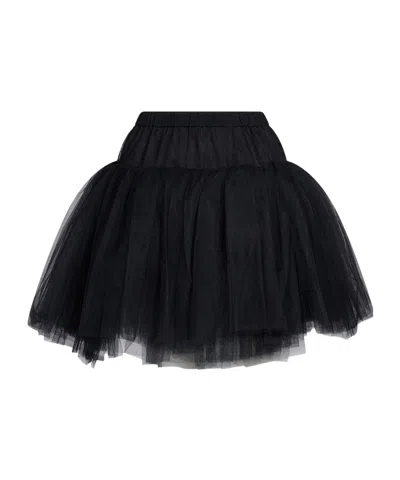 Simone Rocha Tulle-layered Gathered Flared Mini Skirt In Black