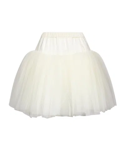 Simone Rocha Tulle-layered Gathered Flared Mini Skirt In Neutral