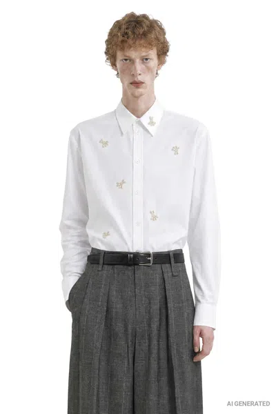 Simone Rocha Turbo Beaded Easy Shirt In White