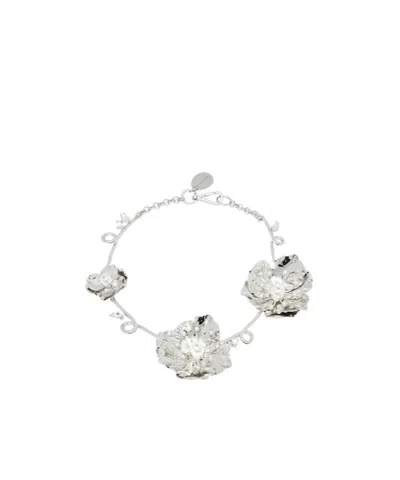 Simone Rocha Turbo Blooming Poppy Choker In Silver