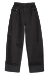 Simone Rocha Turbo Crystal Embellished Wide Leg Puddle Carpenter Jeans In Black/jet