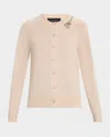 Simone Rocha Turbo Crystal Rose Crewneck Cardigan In Black Red Multi