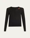 Simone Rocha Turbo Crystal Rose Crewneck Cardigan In Blackred Multi