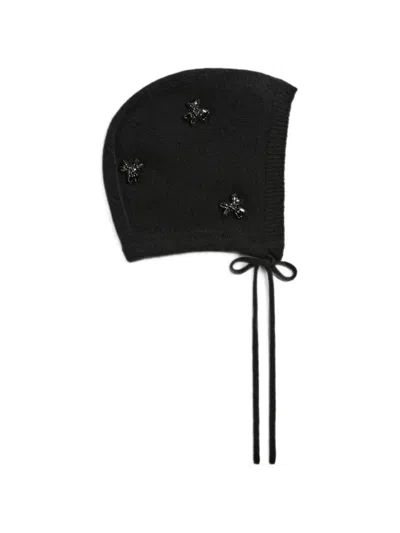Simone Rocha Turbo Crystal-embellished Bonnet In Black