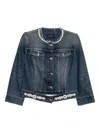 Simone Rocha Pearl-embellished Denim Jacket In Blue