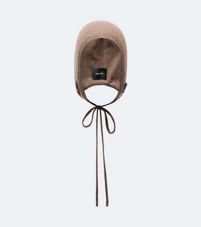 Simone Rocha Turbo Embellished Cashmere Hood In Brown