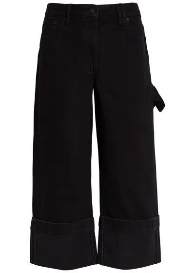 Simone Rocha Turn-up Straight-leg Cropped Jeans In Black