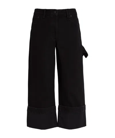 Simone Rocha Turn-up Straight-leg Cropped Jeans In Black