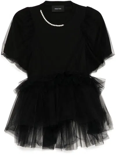 Simone Rocha Tutu Hem T-shirt In 黑色
