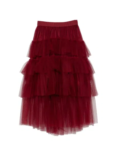 Simone Rocha Tutu Long Skirt In Burgundy