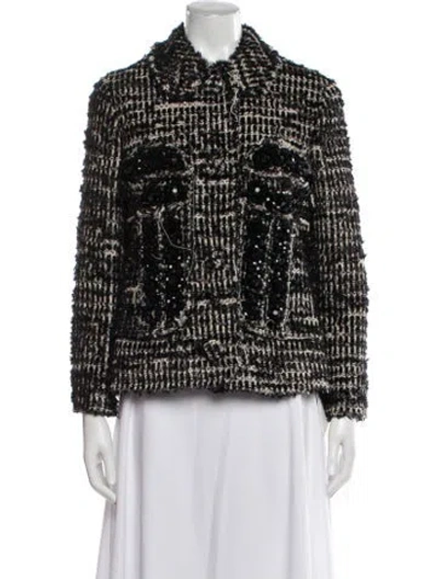 Pre-owned Simone Rocha Tweed Pattern Jacket In Black