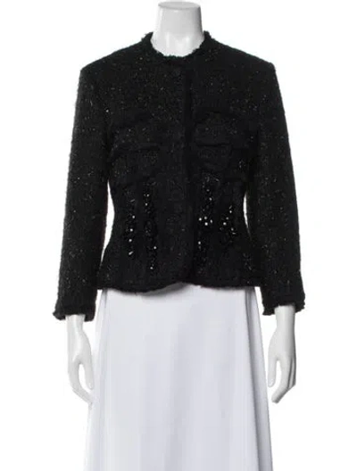 Pre-owned Simone Rocha Tweed Pattern Jacket In Black