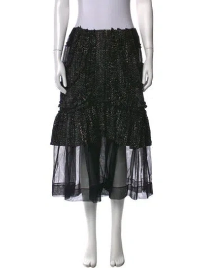 Pre-owned Simone Rocha Tweed Pattern Long Skirt In Black