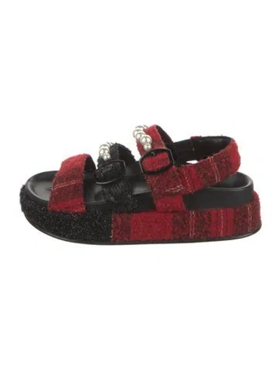 Pre-owned Simone Rocha Tweed Printed Sandals In Red