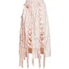 Simone Rocha Womens Blush Unraveling Ribbon Brocade Midi Skirt In Pink